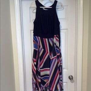 Roz & Ali Vibrant Striped High Low Dress